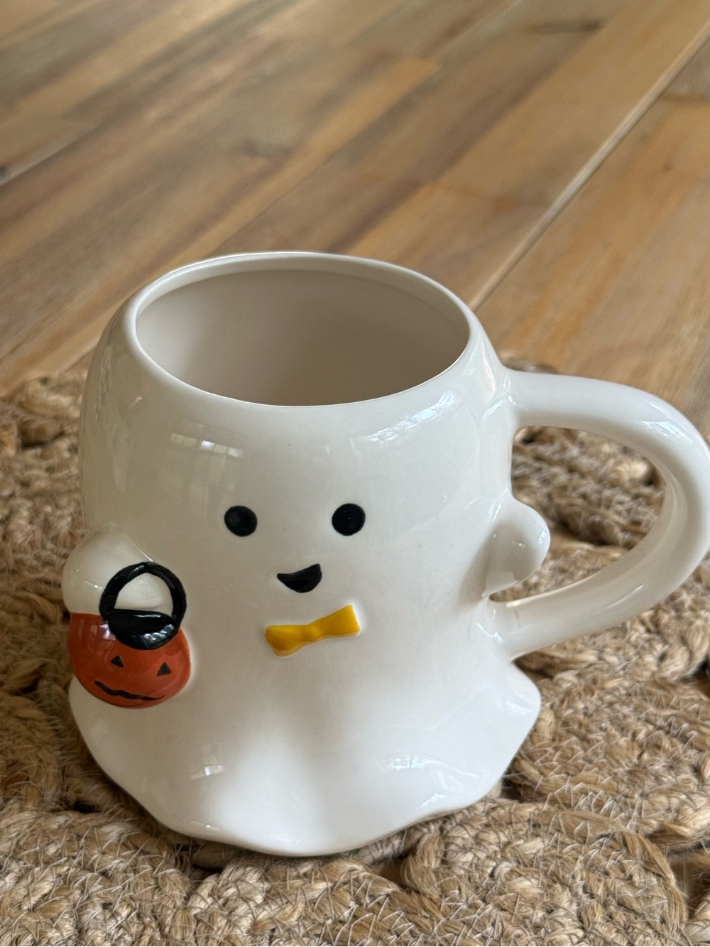 Hyde And Eek White Ghost Ceramic Mug With Pumpkin Accent